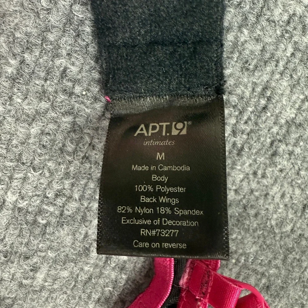Apt 9 Intimates Hot Pink Black Lace Mesh Babydoll Chemise Lingerie Size Medium